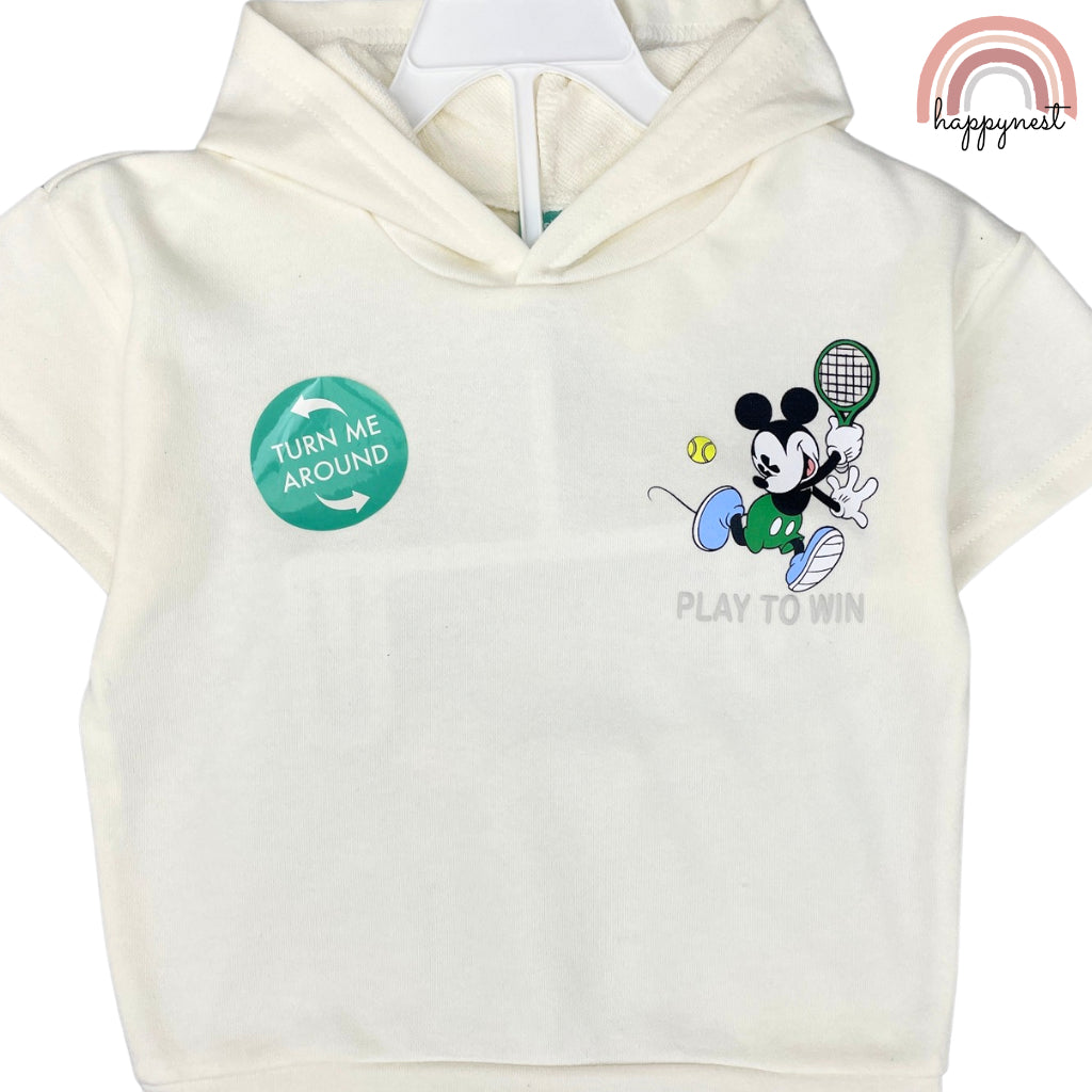 MIckey Shirt Green Shorts Set Hooded Shirt Boys AA169