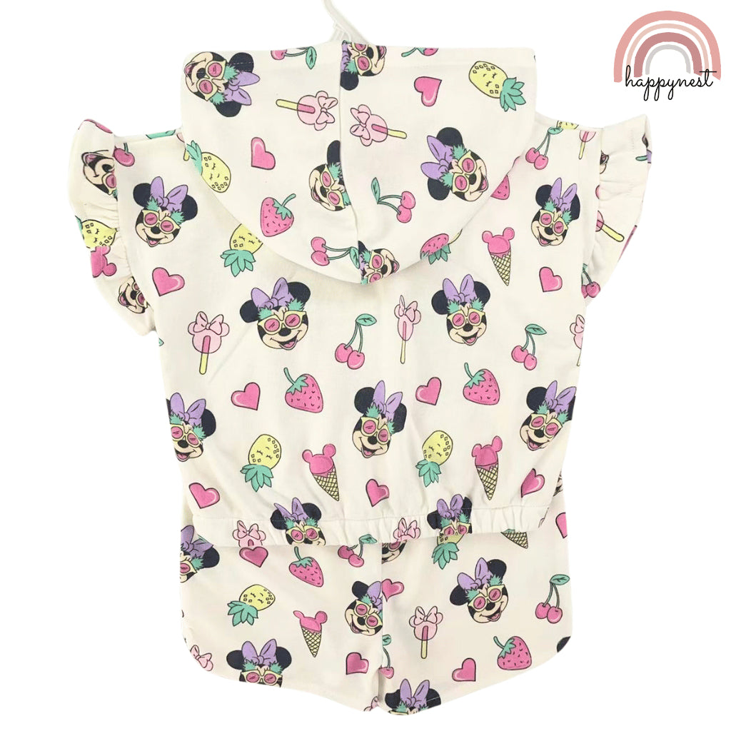 Minnie Shirt Shorts Hooded Minnie Print 3-7 Years AA177