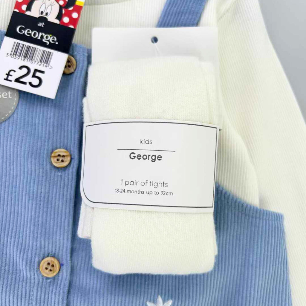 Happynest 3-Piece Disney Daisy Duck Denim Jumper and White Shirt Set for Babies 3-36M AA83