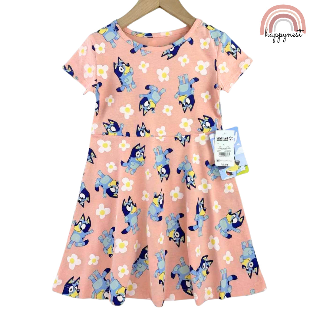 Happynest Bluey Dress Peach for Girls 2-5 Years AA104