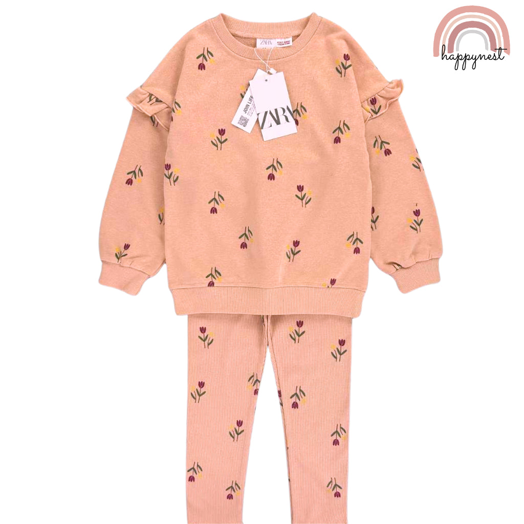 Fashionable zara Sweatshirt and Leggings Coord for Girls 2-8 Years Old