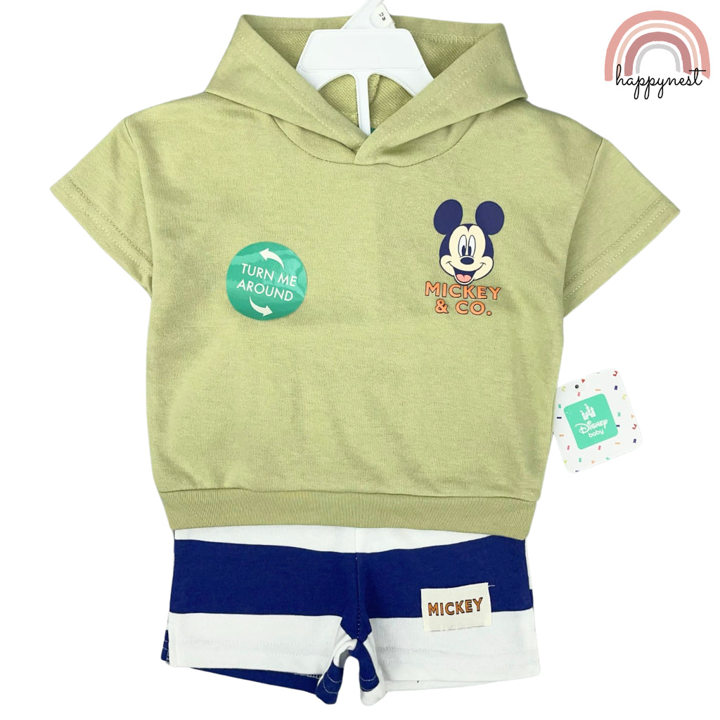 Mickey Shirt Green Shorts Set Terno for Boys AA167