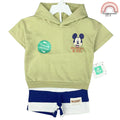 Mickey Shirt Green Shorts Set Terno for Boys AA167