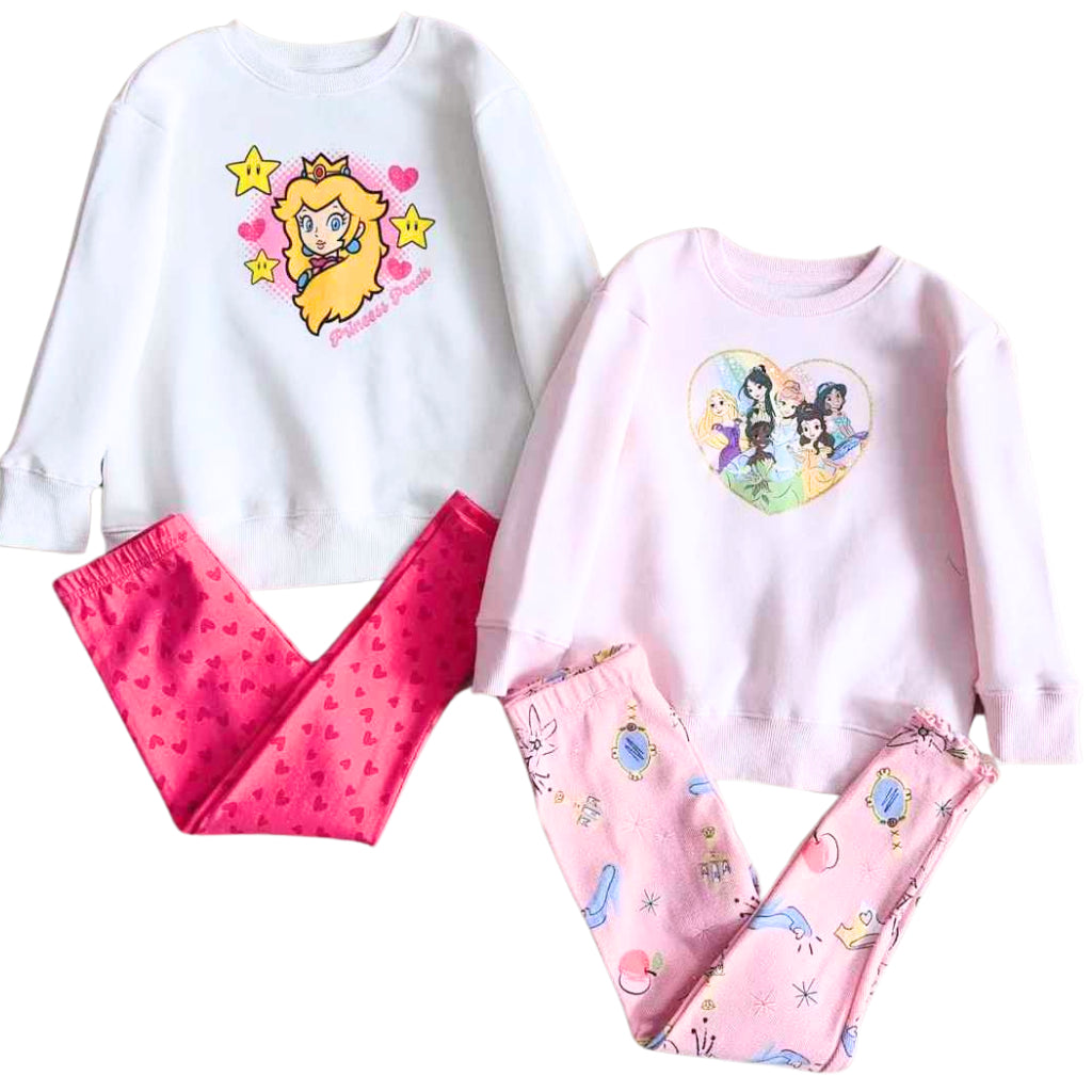 Disney Princess Sweatshirt + Leggings Set Terno for Girls 2-6 Years Old OOTD SS348