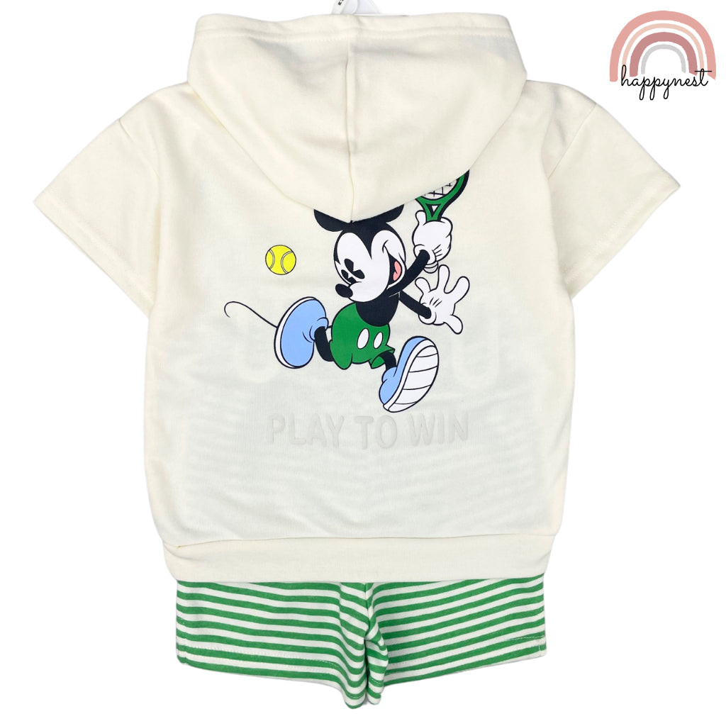 MIckey Shirt Green Shorts Set Hooded Shirt Boys AA169