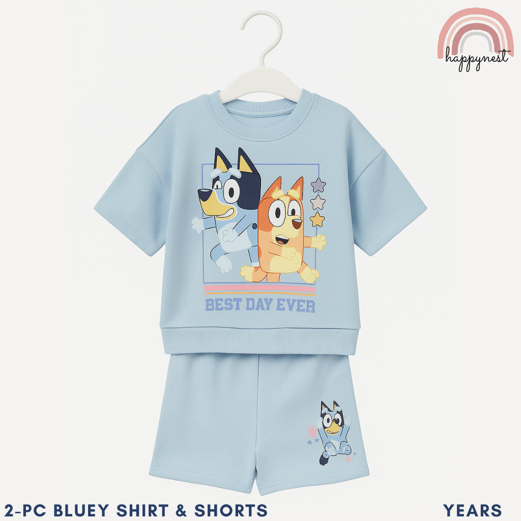 Bluey Outfit OOTD– Shirt & Shorts Set | Overruns Quality | 2–8 Years (AA299)
