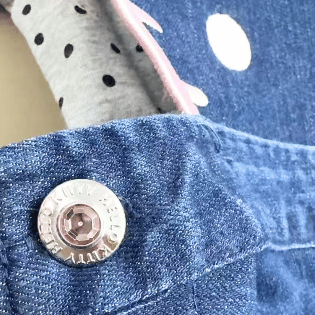 Hello Kitty Girls Denim Jumper Dress – Shirt & Skirt Outfit | Overruns Quality | 2–7Y (AA310)