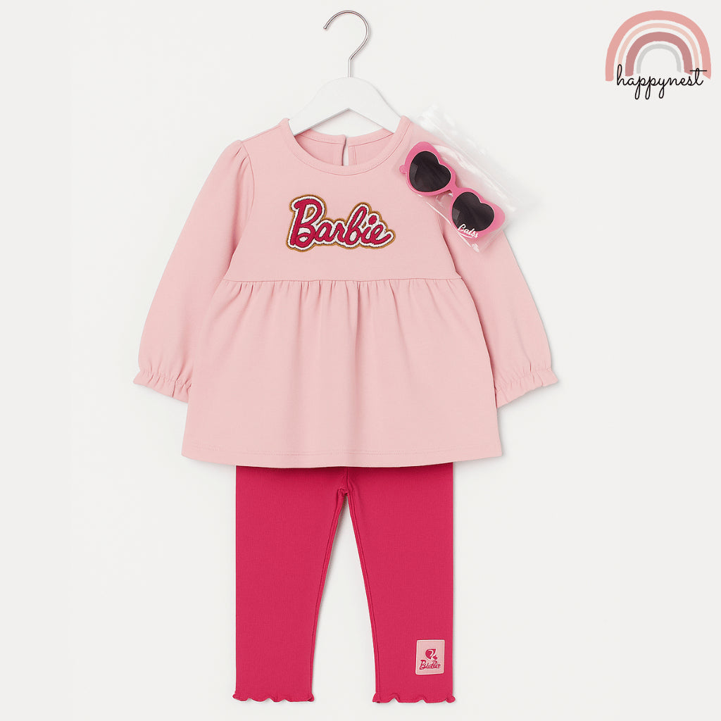 Barbie Baby Girls 3PC Outfit Set – Top, Leggings & Sunglasses | Overruns | 6–36M (SS558)