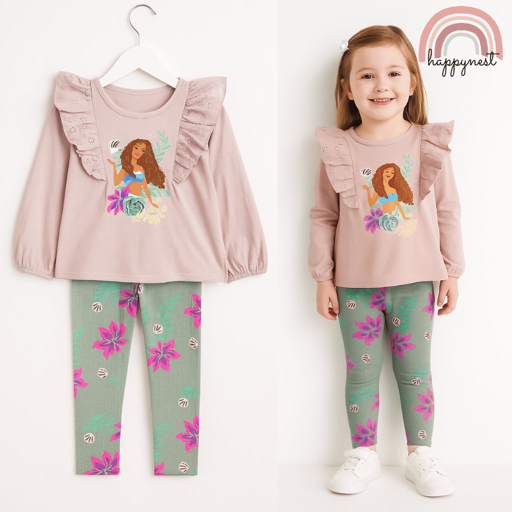 Little Mermaid Shirt + Leggings for Girls (4-6 Years Old) SS83
