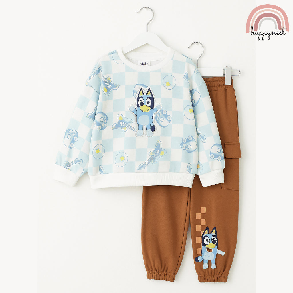 Bluey Checkerboard Sweatshirt & Jogger Set for Boys (12M–5Y) | SS562