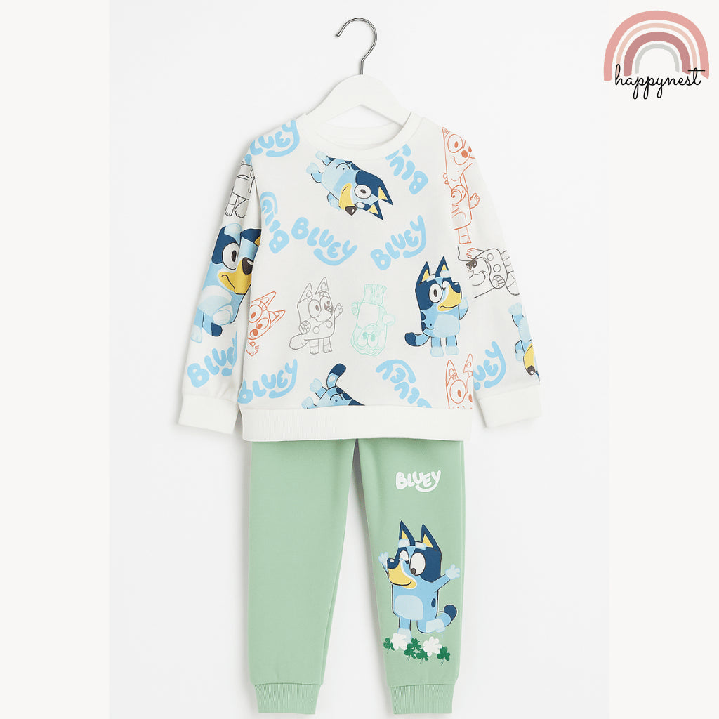 Bluey Mint Green 2-Piece Sweatshirt & Jogger Set for Boys (12M–5Y) | SS563