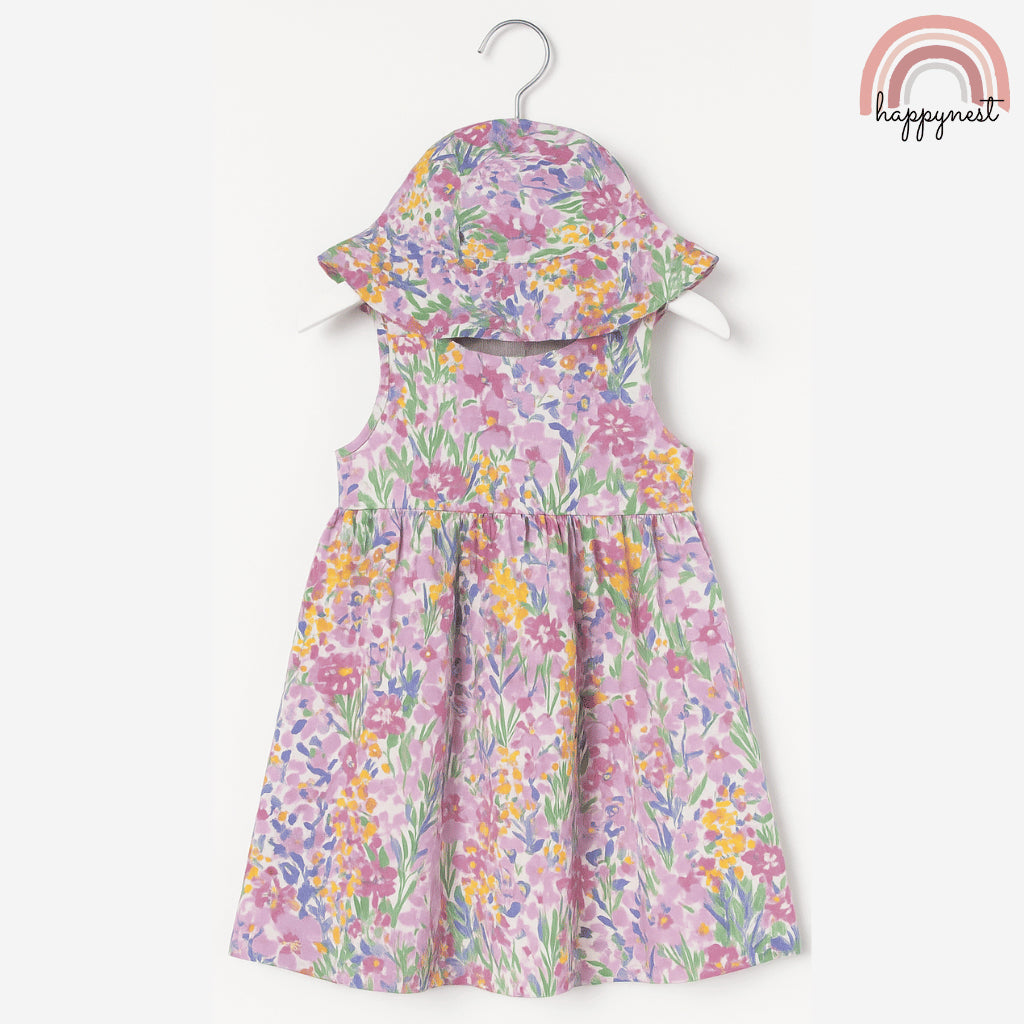 Nine West Dress with Hat for Girls Floral Sleeveless 4-7 Years Old AA369 Group