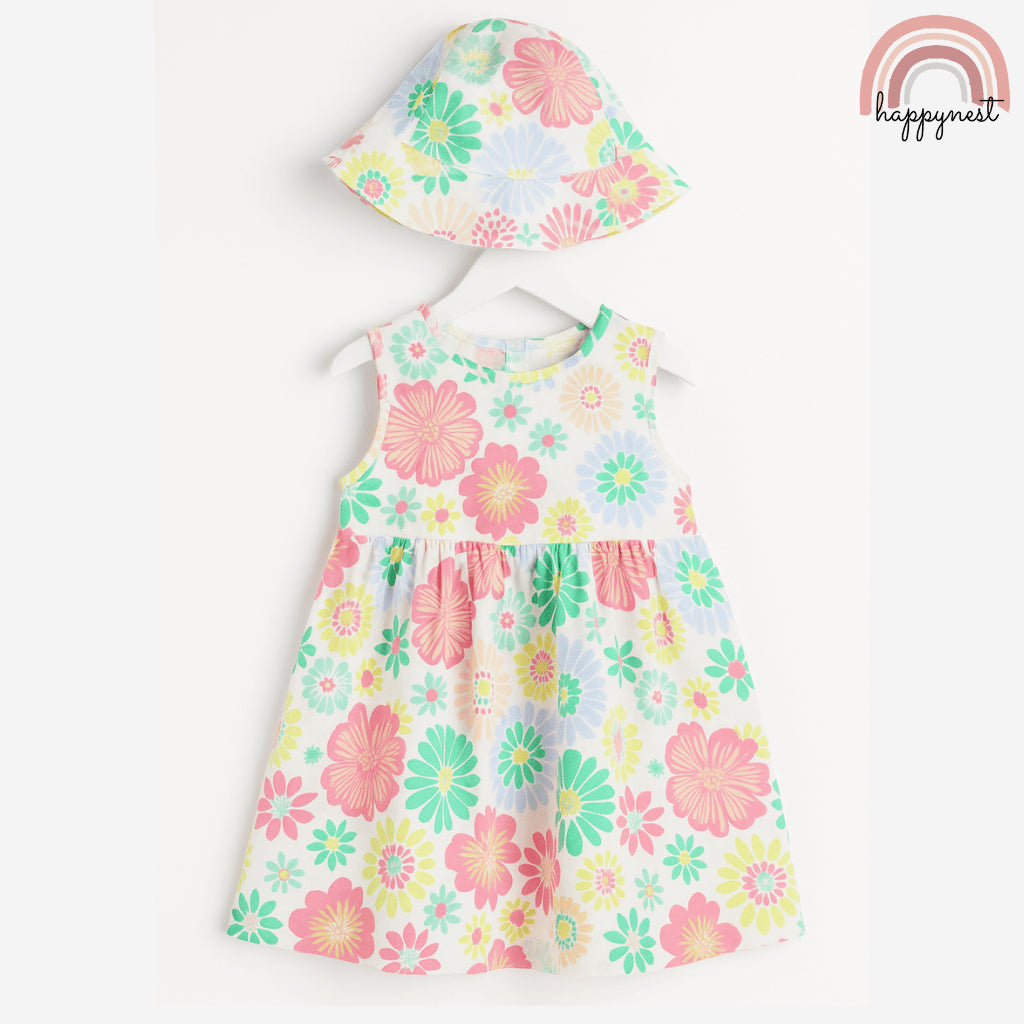 Nine West Floral Ruffle Dress for Girls 2-4 Years Old Summer Outfit AA384