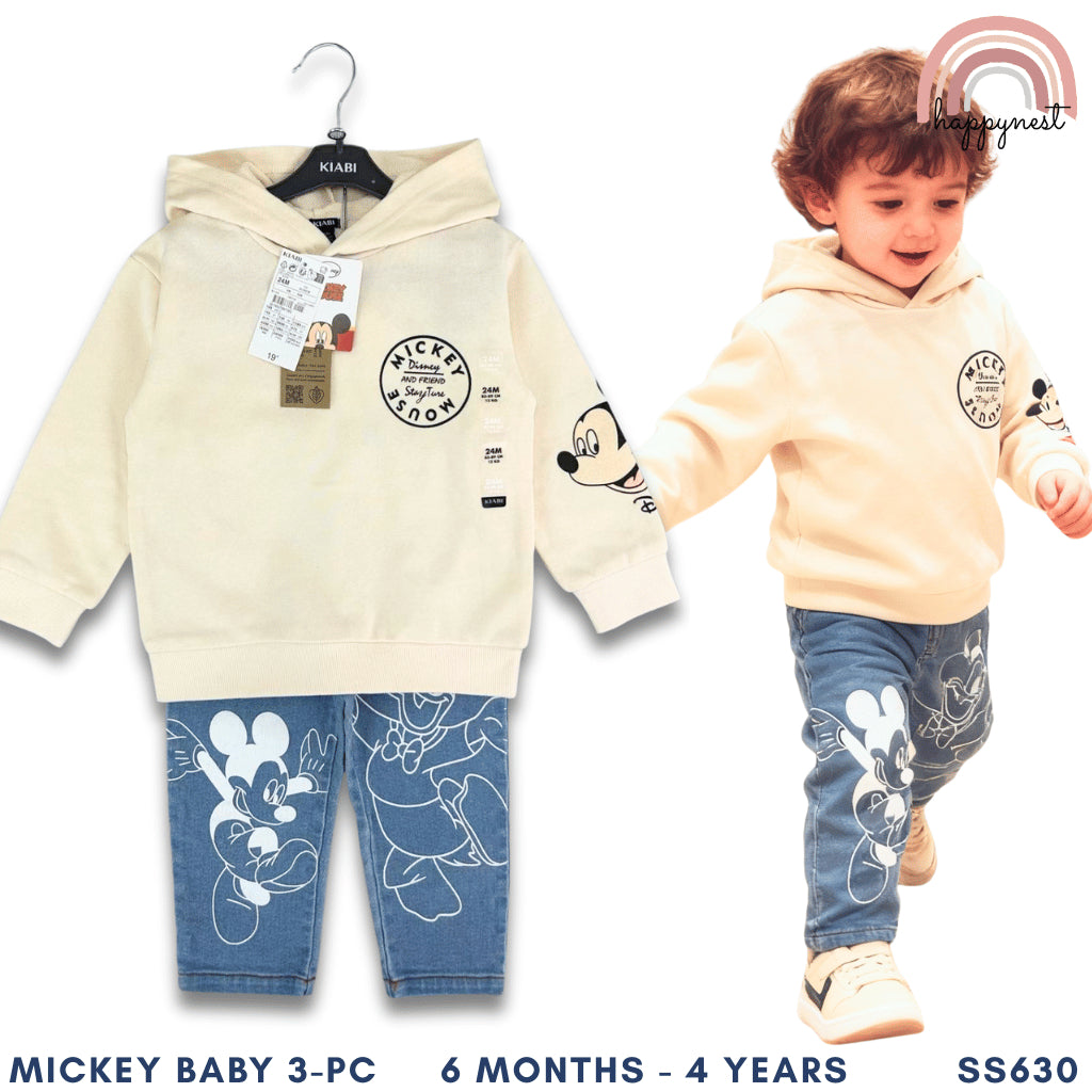 KIABI Mickey Mouse Boy Terno Hoodie & Denim Jeans (6M-4Y) | SS630