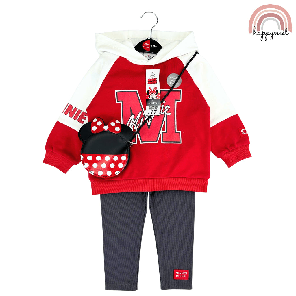 MINNIE MOUSE Girls 3PC Set Baby Toddler Hoodie Sweater Leggings 3M-36M SS596