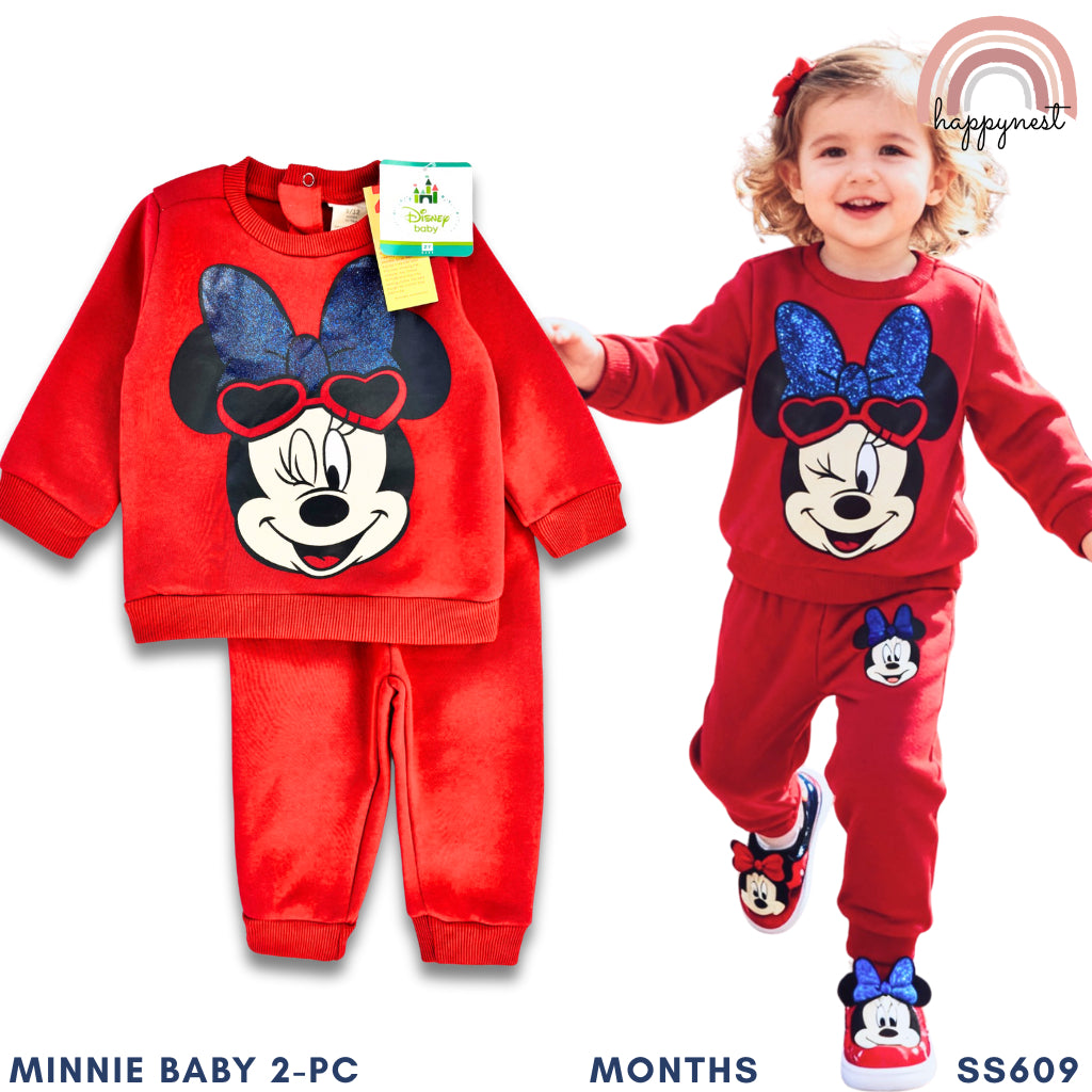 Minnie Baby OOTD Set Red Glitter Bow Sweater Jogger Pants 9-36 Months SS609