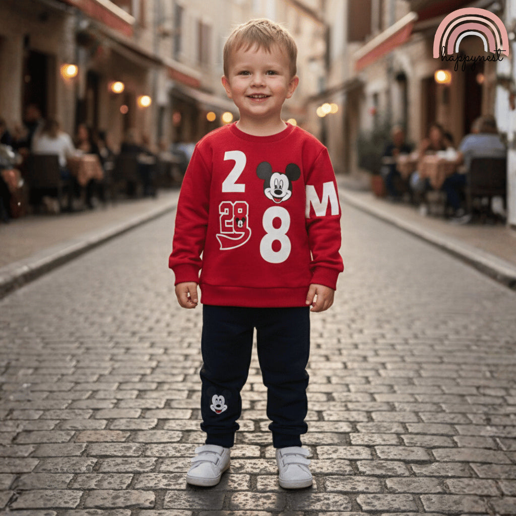Baby Mickey Terno Set for Boys Fleece Sweatshirt Joggers Red Navy 6-36M SS633