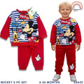 Mickey & Pluto Terno Set Baby Boys Cotton Sweater Joggers Striped Red 6-36M SS634