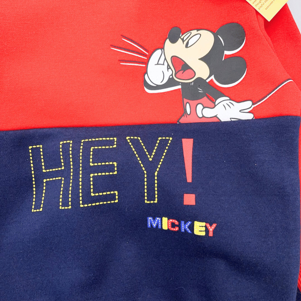 Disney Mickey Terno Set Baby Boys Color Block Sweatshirt Joggers Navy Red 6-36M SS636