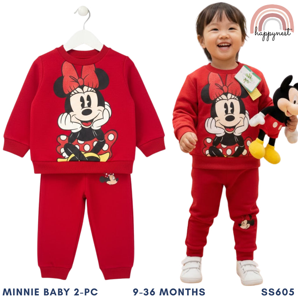 Minnie  Baby Girls 2PC Set Red Sweater Jogger Pants Kids 9-36 Months SS605