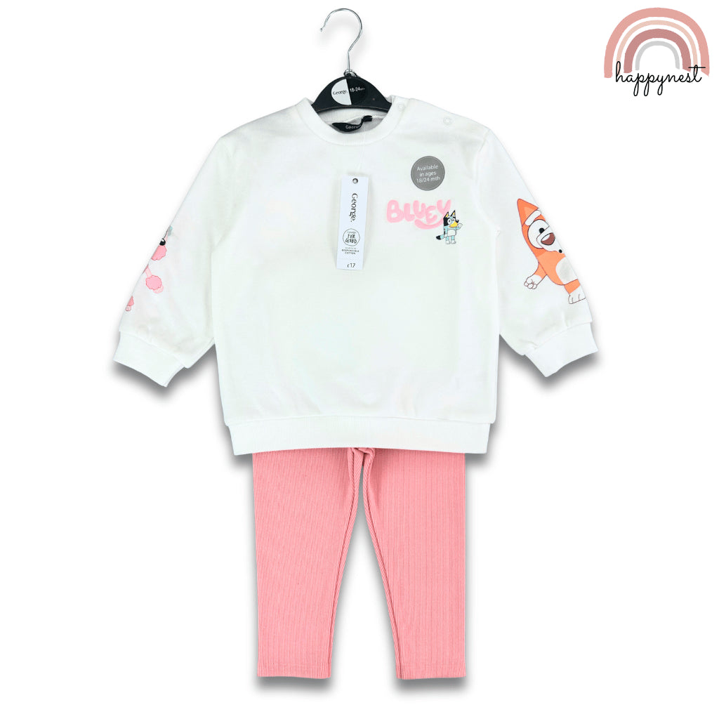 George Bluey Baby Girl Sweatshirt & Ribbed Leggings Set 3-36 Months Outfit SS663