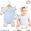 Tahari Baby 4-Pc Gift Set 3-9 Months | Flutter Sleeve Bodysuit & Floral Pants (B63)