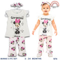 Minnie Baby Girl 3-Pc "Gorgeous" Set | White & Pink | 3-24 Months | B74