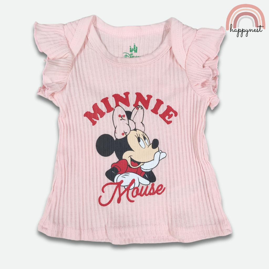 Minnie Baby Girl 3-Pc Pink Ribbed Set | Classic Disney Style | 3-24 Months | B75