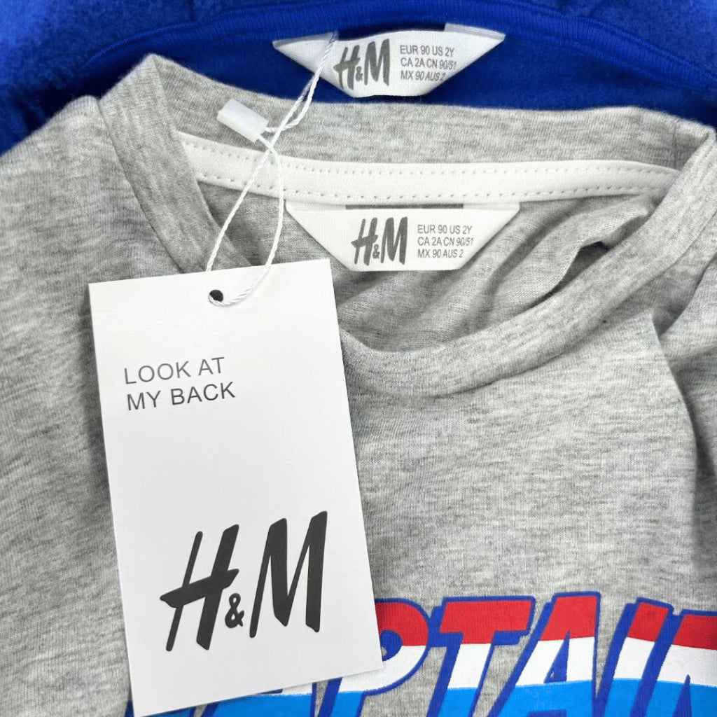 Captain America 3PC Kids Tracksuit – Hoodie, Shirt & Jogger Pants Set | 2–6 Years (SS535)