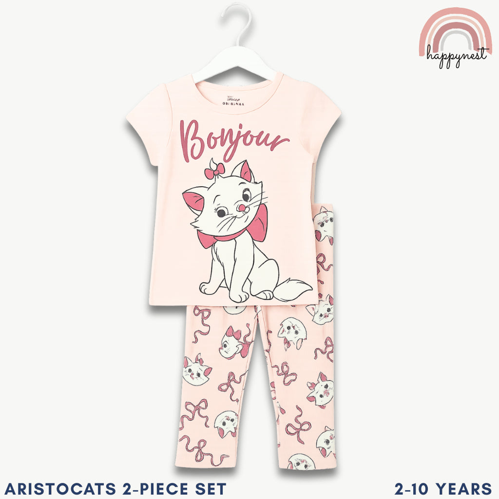 Girls Pink Aristocats Top & Leggings Set 2-7Y Comfy Soft Cotton Terno OOTD AA301