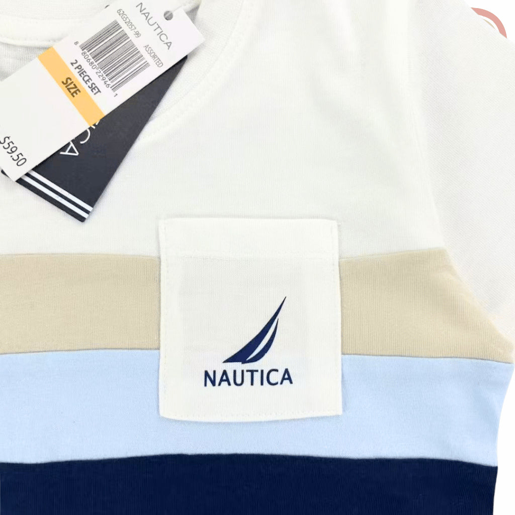Nautica Boys 2-Piece Shirt & Shorts Summer Set (2–10 Years) | AA355