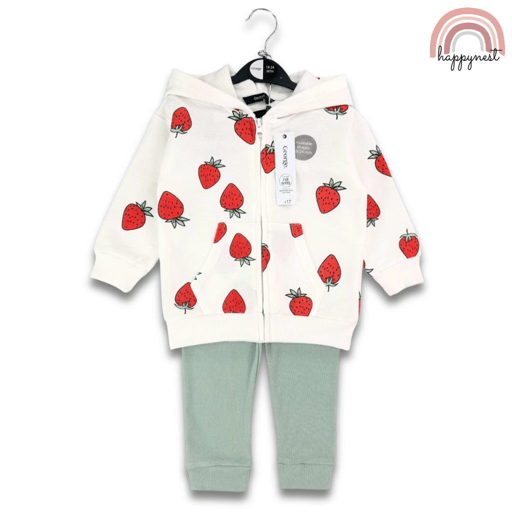 George 2-Piece Strawberry Zip Hoodie & Mint Jogger Baby Set (3–36 Months) | SS550