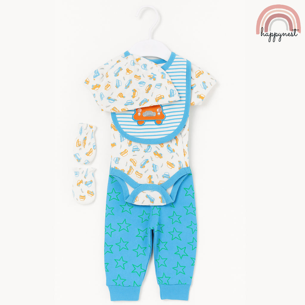 Baby Boy Set with Bib & Pants Blue 0–6 Months AA385