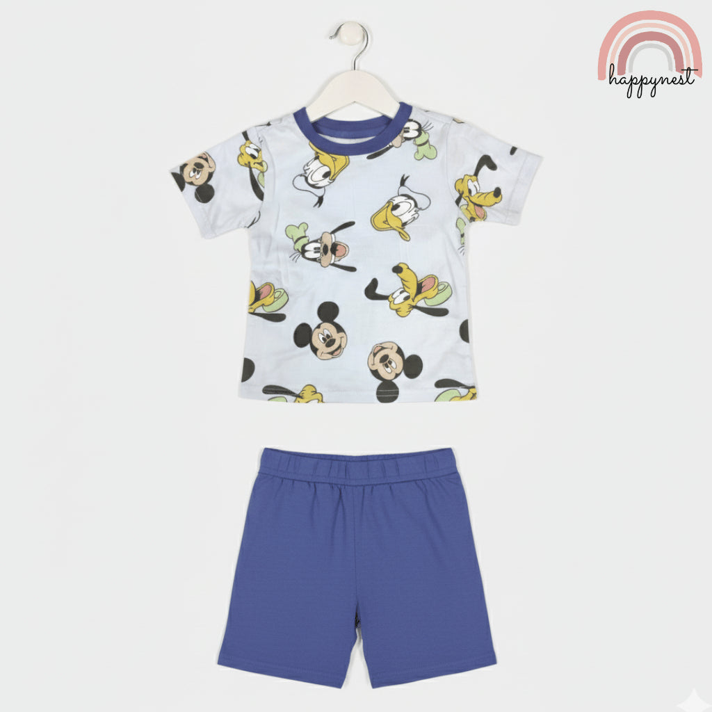 Mickey & Pluto Boys Shirt & Shorts Blue OOTD Set 12 Months to 4 Years AA402