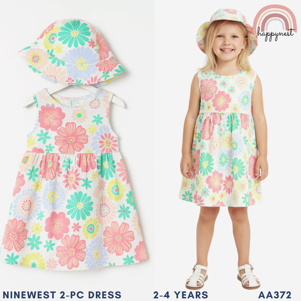 Nine West Floral Ruffle Dress for Girls 2-4 Years Old Summer Outfit AA384
