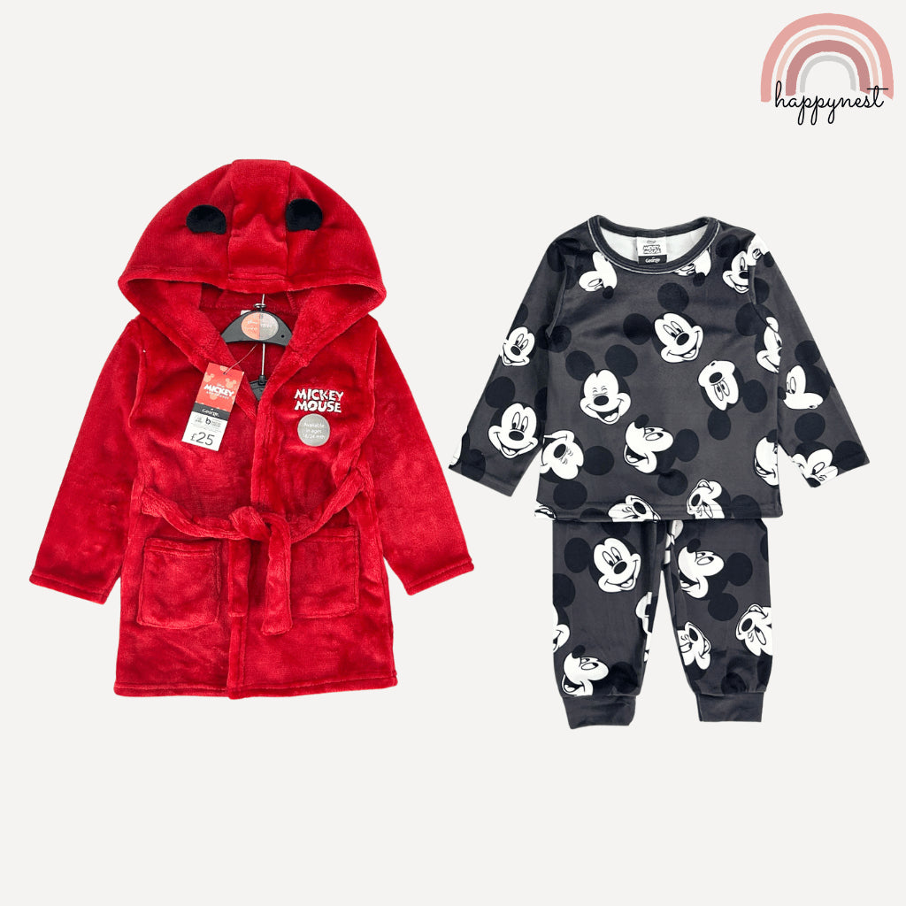 Mickey Fleece Robe Pajama Terno Set (3-36M) | AA440