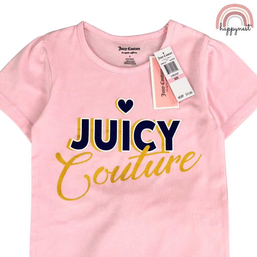 Juicy Couture Terno Set Pink Tee & White Skort (2-10Y) | AA426