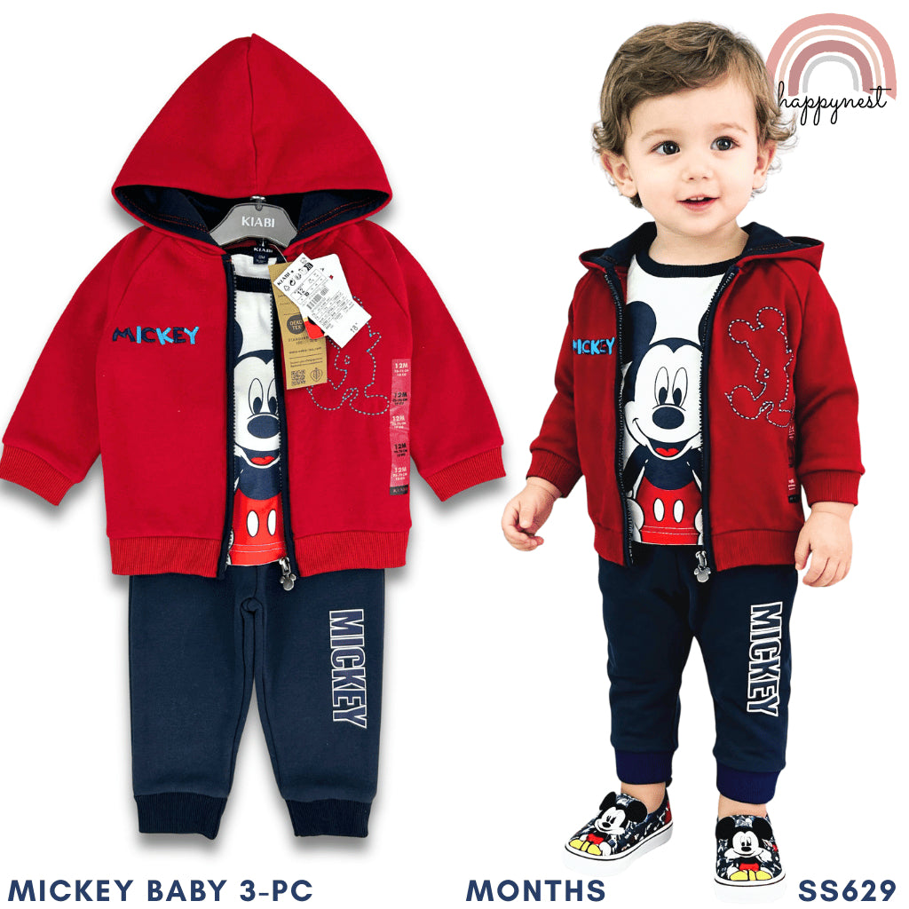 KIABI Mickey Mouse 3-PC Terno Hoodie Set (6-36M) | SS629