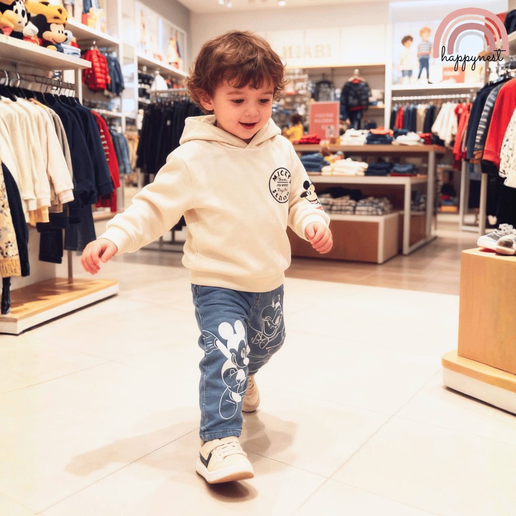 KIABI Mickey Mouse Boy Terno Hoodie & Denim Jeans (6M-4Y) | SS630
