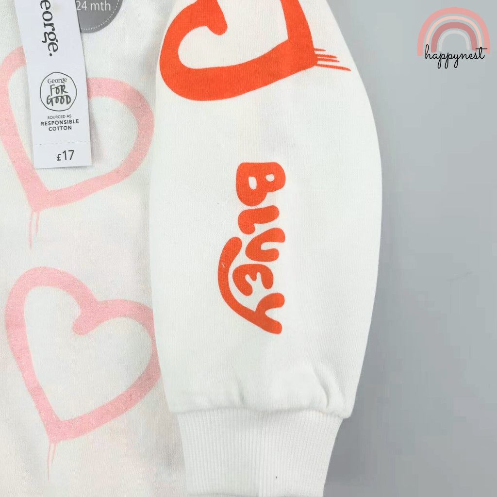 GEORGE Bluey Heart Girls 2PC Set Baby Toddler Sweatshirt Leggings Pambahay 3M-36M SS595