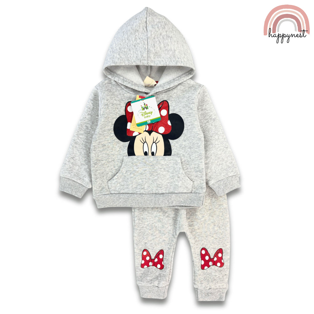 MINNIE Baby Girl 2PC Set Gray Red Hoodie Jogger Pants 9-36 Months SS607