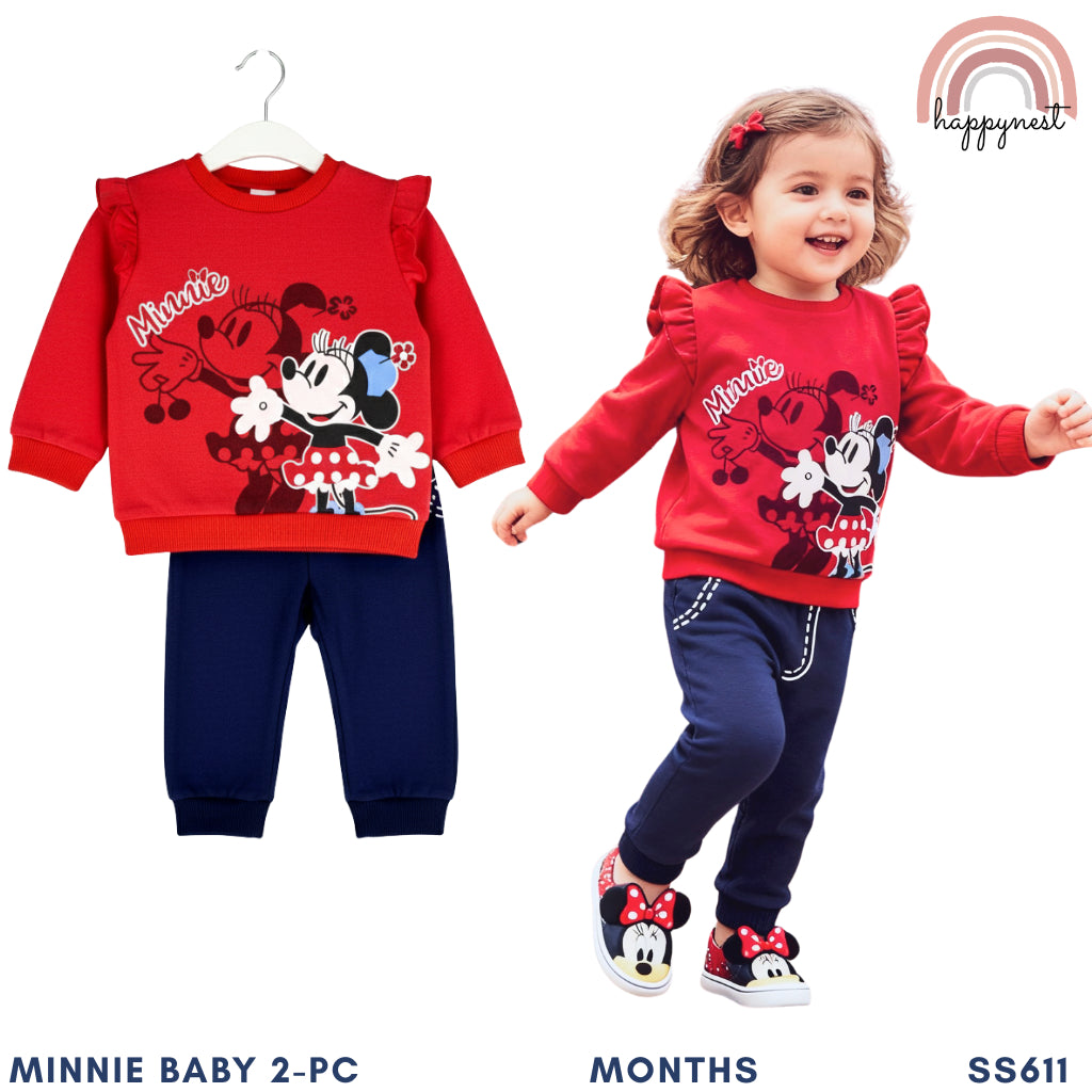 MINNIE Baby Girl OOTD 2PC Set Gray Ruffle Hoodie Jogger Pants Fashion 6-36 Months SS611