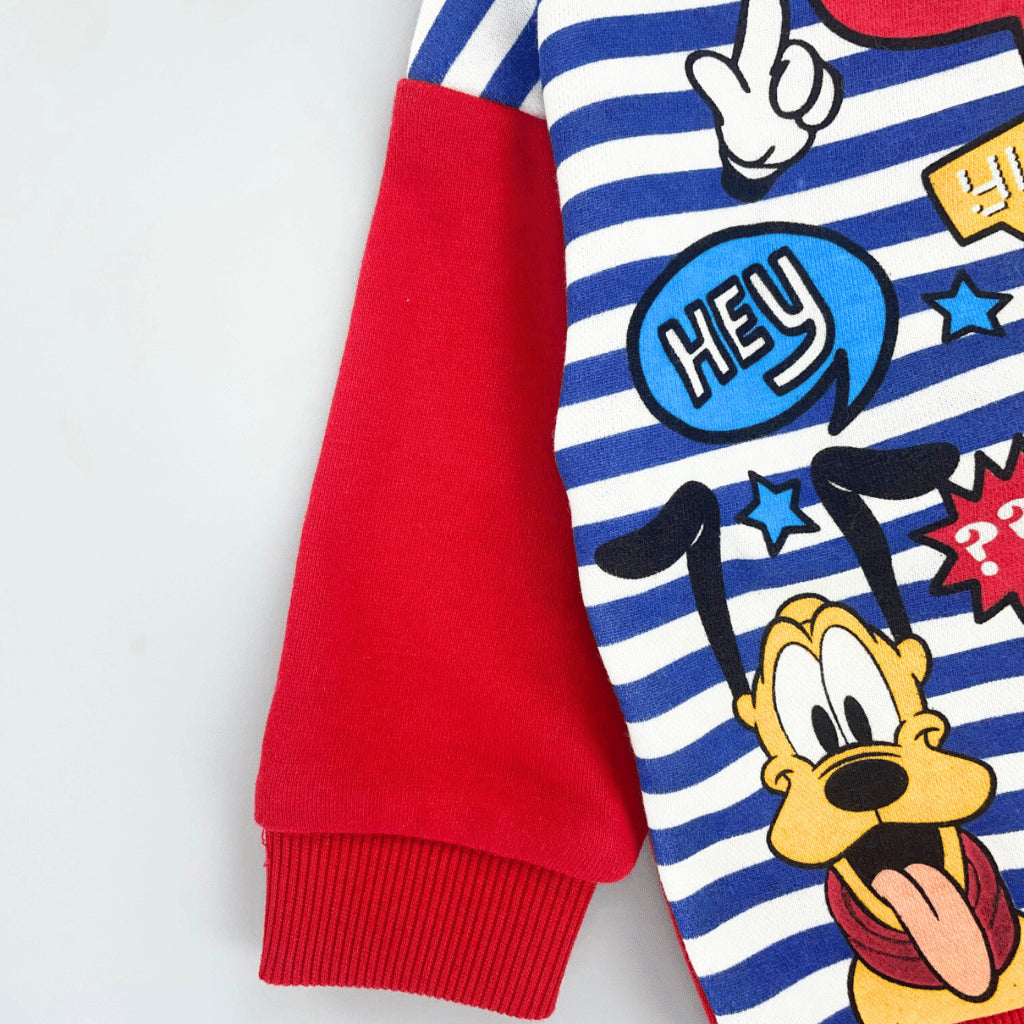 Mickey & Pluto Terno Set Baby Boys Cotton Sweater Joggers Striped Red 6-36M SS634