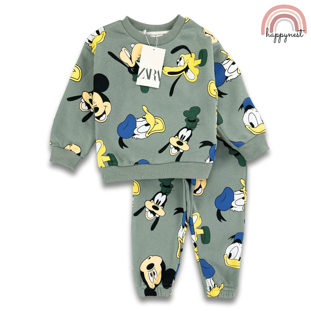 Disney Mickey Mouse & Friends Terno Set Green Sweatshirt Jogger 2-8y SS654