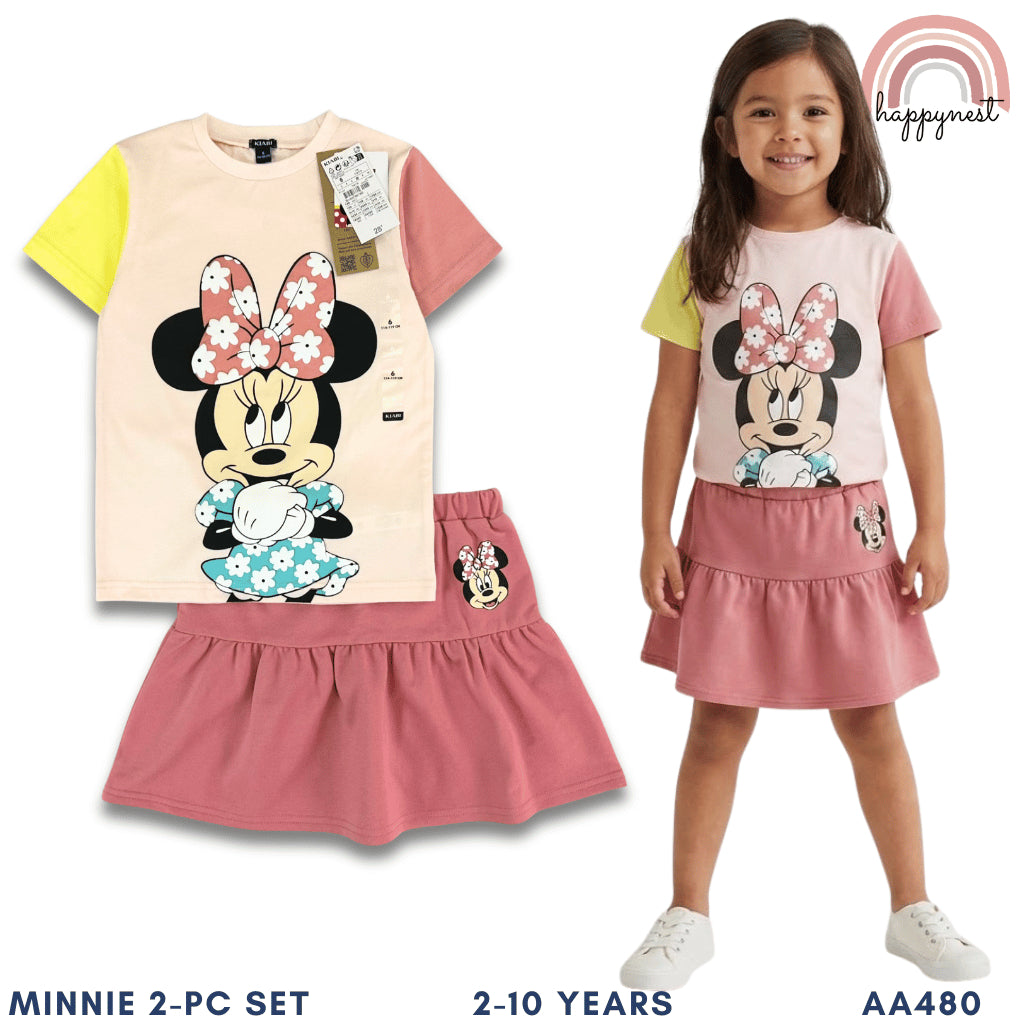 Minnie Girls 2-Pc T-Shirt & Skirt Set | 2-10 Years (AA480)