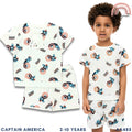 Marvel Captain America Boys 2-Pc T-Shirt & Shorts Set | Heroic All-Over Print | 2-10 Years (AA485)