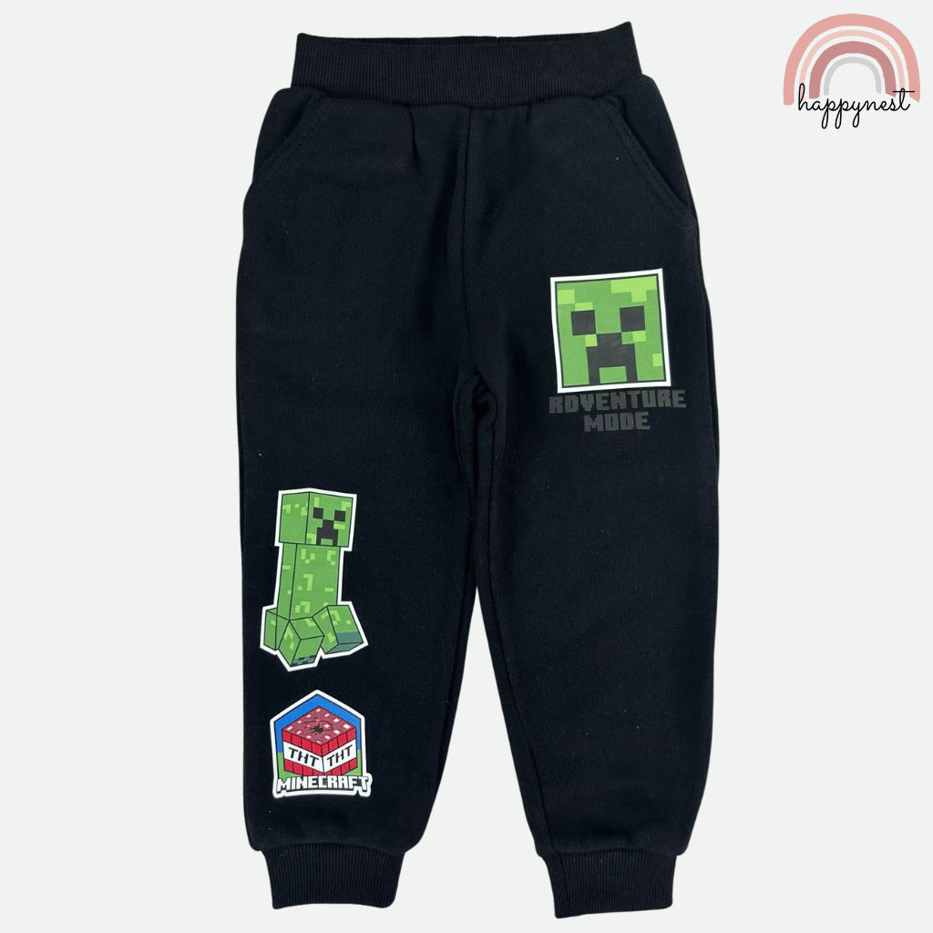 Minecraft Boys 2-Pc Gaming Hoodie & Joggers Set | Survival Mode Black Tracksuit | 2-8 Years (SS687)