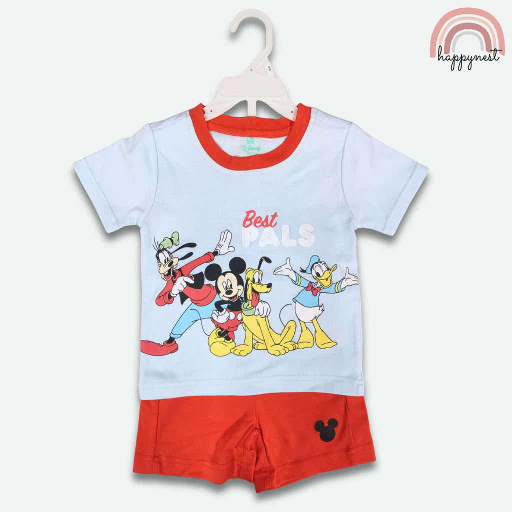 Mickey & Friends "Best Pals" 2-Pc Set | Soft Tee & Shorts (B62) 12 Months - 4 Years