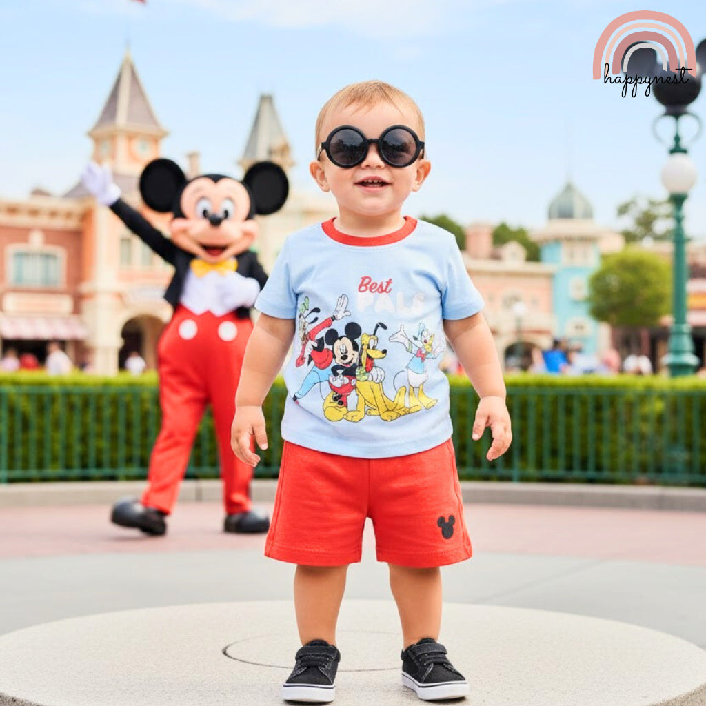 Mickey & Friends "Best Pals" 2-Pc Set | Soft Tee & Shorts (B62) 12 Months - 4 Years