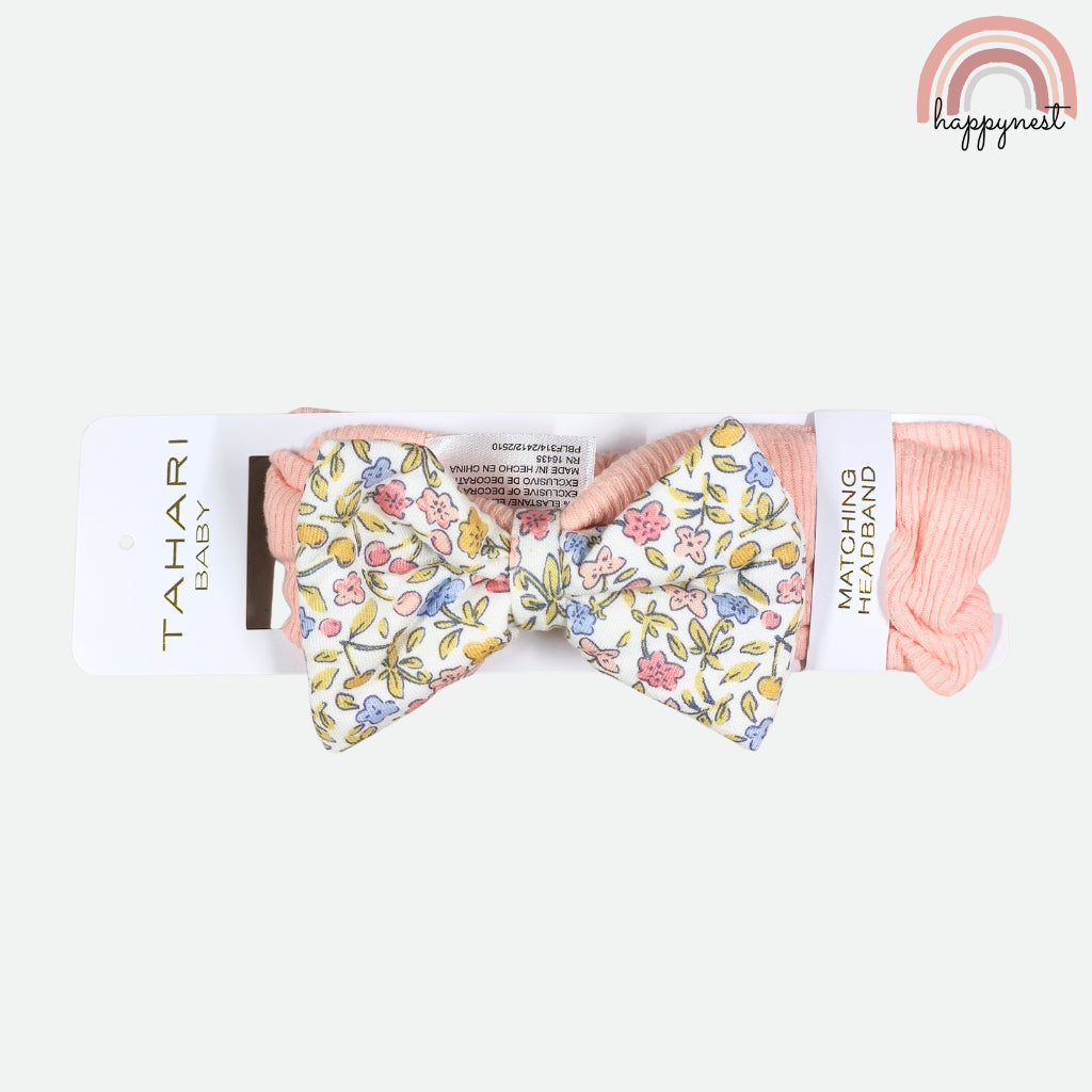 Tahari Baby Girl 4-Pc Gift Set 3-9 Months | Ribbed Bodysuit & Floral Bloomers (B64)
